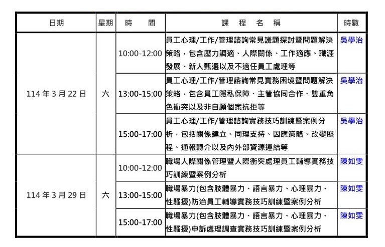 員工心理健康諮詢師專業訓練認定課程